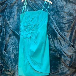 Strapless teal dress
